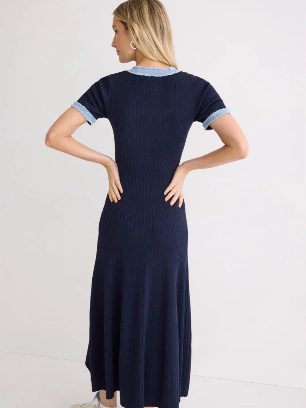 Sandro Women’s Knit and denim maxi dress Size 4 / 36 - Picture 7 of 12